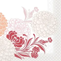 Mank Serviette aus Tissue - Design Clarissa in Bordeaux, 33 x 33 cm, 100 Stück - Dahlien Blumen Ornamente