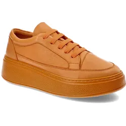 Orange Sneakers Venezia Bequeme Damen Lederschuhe, 37