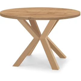 dekori möbel Runder Ausziehbarer Tisch Ø 90 / 190 cm Eiche Craft Gold