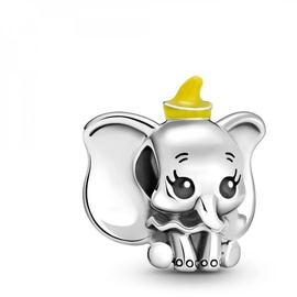 PANDORA Disney Dumbo Charm-Anhänger aus Sterling Silber mit gelber Mütze, Breite: 16mm, 799392C01