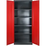 PROREGAL Stahlschrank Owl mit 4 Fachboden | HxBxT 192x78x58cm | Anthrazitgrau/Rot