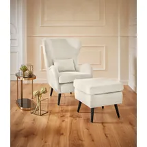 Home Affaire Ohrensessel Sallito Polyester 76 x 109 x 85 cm Beige mit Hocker