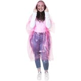 eBuyGB Regenponcho, transparent, wasserdicht, 4 Stück XL rose