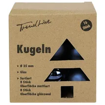 Trendline Weihnachtskugeln Mini aus Glas Ø 35 mm nachtblau 16 Stück