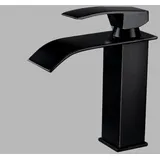 Lntyq - Messing Schwarz Wasserfall Auslauf Bad Wasserhahn, Einhebel Bad Waschbecken Wasserhahn, Matt Schwarz