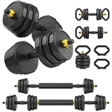 FEIERDUN 20/25/30/40KG Hanteln Verstellbar 2er Set, 12-Seitiger Rollschutz, 5-in-1 Dumbbell Set, Langhantel, Kettlebell, Liegestützständer für Ganzkörpertraining, Krafttraining für Männer und Frauen