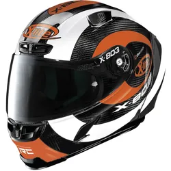 X-Lite X-803 RS Ultra Carbon Hattrick Helm, schwarz-weiss-orange, Größe S für Männer
