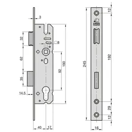 BASI ES 958 Einsteck-Rohrrahmenschloss Dornmaß 40 mm Stulp 16 mm