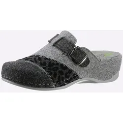 Pantoffel WALDLÄUFER, Damen, Gr. 40, grau (grau, gemustert), Wolle, Filz, modisch, Schuhe