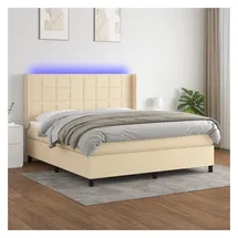 vidaXL Boxspringbett mit Matratze & LED Creme 180x200 cm Stoff