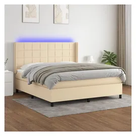 vidaXL Boxspringbett mit Matratze & LED Creme 180x200 cm Stoff