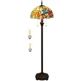 Five liters 16 Zoll Tiffany Stehlampe Liaison, Gelbe Buntglas Leselampe im Antik-Stil für Wohnzimmer & Schlafzimmer (TF-LDD16-B)