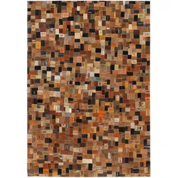 Lederteppich OCI DIE TEPPICHMARKE "Labelstar" Gr. 6, bunt (multi, braun), B:200cm H:3mm L:300cm, Leder, Teppiche, echtes Leder im Patchwork Design, Wohnzimmer
