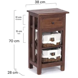 DESIGN DELIGHTS Rattan 70 Hellbraun Mahagoni 70 x 38 x 28 cm