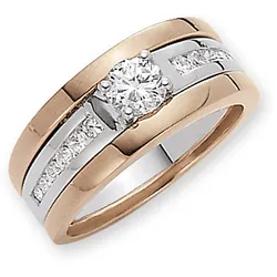 Ring-Set FIRETTI "Multipack Schmuck Geschenk Silber 925 Fingerringe" Gr. 19, rosa (silberfarben, roségoldfarben, kristallweiß, kristallweiß), Fingerringe, Damen, 19, Silber 925 (Sterlingsilber), 5mm, mit Zirkonia (synth.)