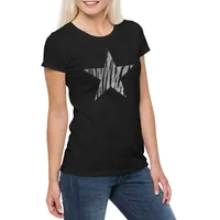 Urban Backwoods Print-Shirt Rockabella Star V Damen T-Shirt Tattoo Nautical Rockabilly Tiger (1-tlg) Leopard Stern Oldschool Fifties schwarz S