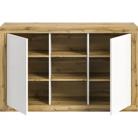 INOSIGN Sideboard »Trinity, Breite 130 cm, 2-türig, 3 offene Fächer, grifflose Fronten«, Anrichte, Kommode, Schrank, Stauraumschrank