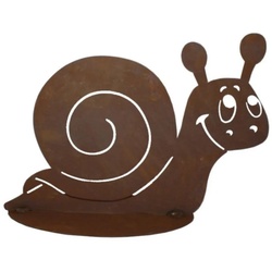 440s Gartenfigur 440s Rostfigur Schnecke auf Platte ca 30cm H, (Stück) braun