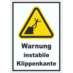 Aufkleber Warnung instabile Klippenkante A6 (105x148mm)