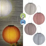 Cepewa LED Solar Lampion 4er Set Polyester Kunststoff Ø25cm 4 Farben Laterne Ballon Beleuchtung Deko Party