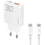 DUDAO A30EUT 30W USB-A / USB-C + USB-C - USB-C Kabel - Weiß