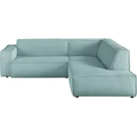 Ecksofa 3C CANDY "Matteo in elegant, kubischer Formensprache, bequem, L-Form", blau (light blau), B:254cm H:72cm T:224cm, 88% Polyester, 12% Polyacryl, Sofas, mit auffälliger Kedernaht, Cord-Bezug, Lounge-Charakter, OTTOs Choice