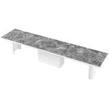 Design Esstisch Tisch HE-444 Marmor dunkel - Weiß Hochglanz XXL ausziehbar 160 bis 412 cm - Weiß