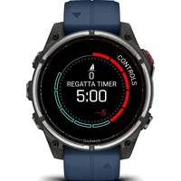 Garmin Quatix 8 Pro BT 47 mm Titaniumgehäuse Schwarz QuickFit Silikonarmband Kapitänsblau