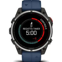 Garmin Quatix 8 Pro BT 47 mm Titaniumgehäuse Schwarz QuickFit Silikonarmband Kapitänsblau