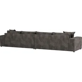 Home Affaire 4-Sitzer HOME AFFAIRE "SLEETLAND XXL in Samtvelours oder Vintage-Leder-Optik", grau (dunkelgrau), B:400cm H:72cm T:113cm, Sofas, besonders groß und bequem