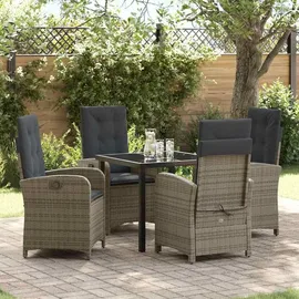 vidaXL Garten Essgruppe 5 pcs Grau Poly-Rattan