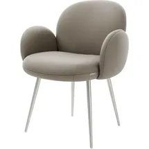 DeLife Esszimmerstuhl Nube-Flex mit Armlehnen Echt-Leder Schlamm 4-Fuß konisch Edelstahl Taschenfederkern, Esszimmerstühle