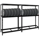Proregal Reifenregal, Schwarz, Metall, Rechteckig, 260x180x50 cm, Freizeit, Heimwerken, Werkstatt, Schwerlastregale