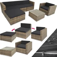 Tectake Milano Rattan Lounge Variante 2 natur