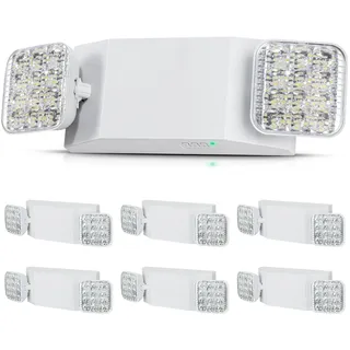 Vevor 6er-Pack kommerzielle Notbeleuchtung, 3 W, weiße LED-Notausgangsbeleuchtung mit 180-Minuten-Backup-Batterie, verstellbarer 2-LED-Quadratkopf, Decken- oder Wandmontage für Stromausfälle