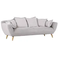 GUTMANN FACTORY Bigsofa MOCCA, Hellgrau - 235 x 108 cm - mit 6 Kissen in creme