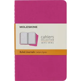 Moleskine Notizbuch Cahier Journal Set mit 3 Notizbüchern Pocket-Format 9 x 14 cm Kinetic Pink/liniert