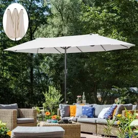Outsunny Marktschirm mit Handkurbel 460 x 270 cm beige