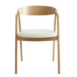 miliboo Skandinavische Stühle aus hellem Eichenholz und Stoff mit Bouclé-Wolleffekt in Ecru (2er-Set) LOVA