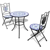 vidaXL Bistroset 3-tlg. blau/weiß