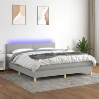 VidaXL Boxspringbett mit Matratze & LED Hellgrau 160x200 cm