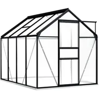 vidaXL Gewächshaus mit Fundamentrahmen Garten Treibhaus Pflanzenhaus Frühbeet Gartenhaus Tomatenhaus Anthrazit Aluminium Polycarbonat 4,75 m3