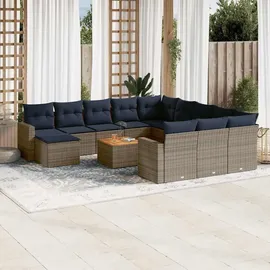 vidaXL Gartensofa-Set 13-tlg. grau Polyrattan
