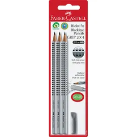 Faber-Castell Bleistift GRIP 2001 HB 3er mit Radierer