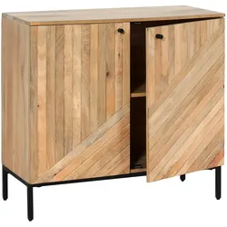 Mendler Highboard HWC-L95, Kommode Schrank Sideboard, Massiv-Holz Mango 86x90x43cm, natur