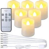 Crezuo 6-teiliges Wiederaufladbares Led-kerzen-set – Flammenlose, Flackernde Kerzen Mit Fernbedienung – Usb-ladekabel – 6-stunden-timer