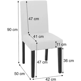Mendler 6er-Set Esszimmerstuhl Littau, Stuhl Küchenstuhl Hochlehner, Stoff/Textil Cord Holz creme, dunkle Beine