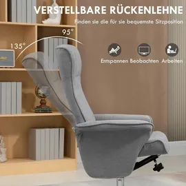 Homcom Relaxsessel mit Hocker Samt 71 x 104 x 69 cm Grau drehbar/neigbar