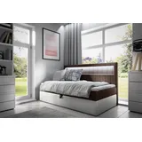 Fun Möbel Boxbett Fabian 92 x 202 cm Holz hochglänzend braun/weiß