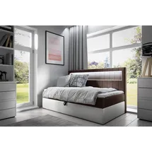 Fun Möbel Boxbett Fabian 92 x 202 cm Holz hochglänzend braun/weiß